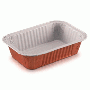 Barquette aluminium laqué cuivre intérieur blanc 910cc 20,4x13,8x4,9cm par 100