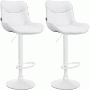 CLP Lot de 2 tabourets de bar Vonore en similicuir Blanc /Blanc - blanc polyester 325223