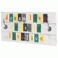 Décoshop26 - Porte-manteau mural dream-love-believe-Love-Live coloré panneau avec 3 crochets design vintage 30x60cm 04_0001022 - 3000574032695 Décoshop26 - Porte-manteau mural dream-love-believe-Love-Live coloré panneau avec 3 crochets design vintage 30x60cm 04_0001022 - 3000574032695
