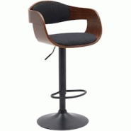 Décoshop26 - Tabouret de bar x1 design scandinave en tissu noir et structure en bois noyer pieds métal noir 10_0005038 - noir 3000252425122 Décoshop26 - Tabouret de bar x1 design scandinave en tissu noir et structure en bois noyer pieds métal noir 10_0005038 - noir 3000252425122