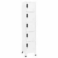 Helloshop26 - Armoire à casiers blanche moderne avec 5 portes verrouillables 38 x 40 x 180 cm en acier blanc 02_0047002 - blanc acier 3000234542403