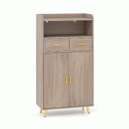 Helloshop26 - Buffet armoire de rangement 60 x 30 x 113 cm espace optimisé design moderne pour cuisine et salle à manger en bois 20_0010240 - Bois m