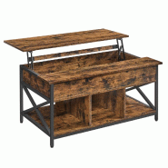 Helloshop26 - Table basse table de salon avec plateau relevable avec rangement ouvert et compartiment caché barres en forme de x 60 12_0007471 - 3000