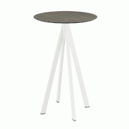 Infinity mange-debout avec piètement blanc + plateau HPL Midnight Marble Ø70 cm