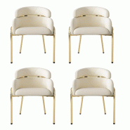 Merax Ensemble de 4 chaises rembourrées , idéal pour la salle à manger, le salon ou la chambre - beige multi-matériau WF317939AAB-4_0