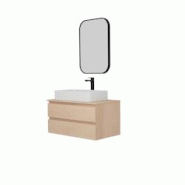 MOB-IN Ensemble meuble simple vasque SORRENTO 80 cm + vasque + robinet + miroir - marron 3701606505148 MOB-IN Ensemble meuble simple vasque SORRENTO 80 cm + vasque + robinet + miroir - marron 3701606505148