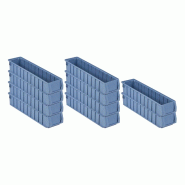 PROREGAL 10x Bac à étagères 500 SN avec étiquette & capot de protection | HxLxP 9x11,7x50cm, 3,5L | Bac à bec - bleu plastique RMK36-07