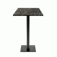 RestooTab - Mange-debout Milan T 50x50cm décor terrazzo black chip - noir fonte TB-MITFF-5050M-BL.CHI