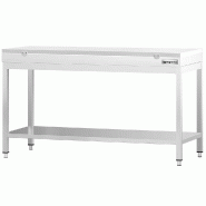 Table inox de découpe avec plan blanc - Profondeur 600 mm | Ggm - 1800_0