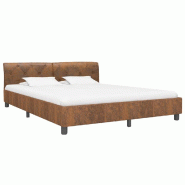 VidaXL Cadre de lit sans matelas marron similicuir daim 180x200 cm Modèle Dermonis - 284893