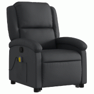 VidaXL Fauteuil inclinable de massage noir cuir véritable Modèle Oervanelis - 3204266