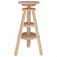 WellHome - Tabouret pivotant en bois finition non vernie 29x29x90 cm - beige WH13239