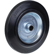 Roue de 280 mm avec caoutchouc noir sur centre en acier pressé Roue de 280 mm avec caoutchouc noir sur centre en acier pressé