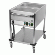 Bain marie mobile électrique GN 2-1/1 commande sur le côté court avec étagère basse RM - BMPK 2120 - RM Gastro - 0615402462433