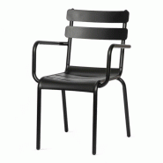 Bistromania Fauteuil de Terrasse NICE - Métal Noir - L 54 x P 61 x H 85 cm - noir aluminium EA160