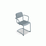 Chaise avec accoudoirs TUBE base luge - bleu