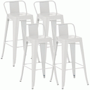 CLP Lot de 4 tabourets de bar Mason Blanc - blanc 312921