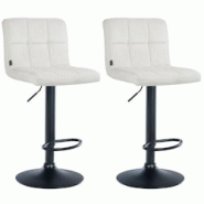 Décoshop26 - Lot de 2 tabourets de bar en velours crème avec coutures décoratives pied en trompette métal noir 10_0004395 - noir 3000252081373 Décoshop26 - Lot de 2 tabourets de bar en velours crème avec coutures décoratives pied en trompette métal noir 10_0004395 - noir 3000252081373