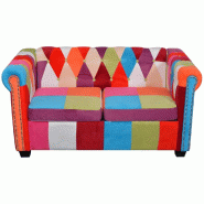 Helloshop26 - Canapé chesterfield 2 places tissu 02_0019061 - Bois massif 3000949688007