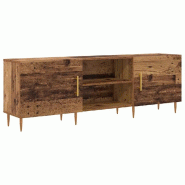 Helloshop26 - Meuble TV rectangulaire moderne 150 x 30 x 50 cm avec rangement chic minimaliste en bois ancien 02_0052512 - Bois massif 3000237456714