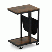 Helloshop26 - Table d'appoint en forme de C 40 x 28 x 59 cm gain de place et rangement pratique style industriel en métal marron 20_0013857 - marron