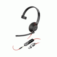 Micro-casque monaural USB-C Poly Blackwire 5210 + prise 3,5 mm + adaptateur USB-C/A (lot)