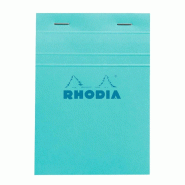 RHODIA Lot de 10 Bloc N°13 azur format 105x148 / A6, 80 feuilles 80 g/m² agrafées, quadrillé 5x5 - 3037920133010