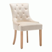 SIT Möbel Chaises en velours, lot de 2|avec dossier capitonné|Revêtement en velours crème|Pieds en hévéa naturel|L56xP63xH91cm - multicolore mul SIT Möbel Chaises en velours, lot de 2|avec dossier capitonné|Revêtement en velours crème|Pieds en hévéa naturel|L56xP63xH91cm - multicolore mul
