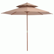 VidaXL Parasol à deux étages avec mât en bois 270 cm taupe Modèle Boréal Marine - beige 44520