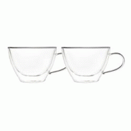 Aulica Tasses à chocolat chaud double paroi 370ml - lot de 2 - transparent 216301 Aulica Tasses à chocolat chaud double paroi 370ml - lot de 2 - transparent 216301