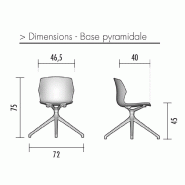 Chaise de réunion Frill avec pied pyramidal - Mobel Linea. - Blanc