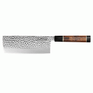 Couteau Sayuto Desert Damas modèle nakiri extra large 17cm lame damassée et martelée - marron inox PM8S-XC