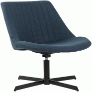 Décoshop26 - Chaise lounge design en tissu bleu avec dossier à coutures verticales avec piètement étoile en métal 10_0008246 - bleu métal 300026