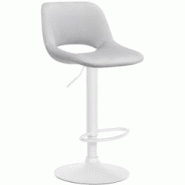 Décoshop26 - Tabouret de bar chaise haute x1 avec repose-pieds en velours gris clair piètement métallique blanc 10_0004607 - blanc 3000252195650 Décoshop26 - Tabouret de bar chaise haute x1 avec repose-pieds en velours gris clair piètement métallique blanc 10_0004607 - blanc 3000252195650