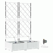 Helloshop26 - Lot de 2 cache-pots de jardin design moderne 80 x 40 x 126 cm pratique avec irrigation en acier blanc 02_0058613 - blanc acier 300024068
