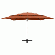 Helloshop26 - Parasol à 4 niveaux avec mât en aluminium 250 x 250 cm orange 02_0008796 - 3000471282728