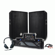 Pack Sono DJ BM SONIC Amplificateur 1000W, Paire d'Enceintes Passives 2x400W, Table de Mixage, Casque DJ, Câbles et Micro - 3666638038654