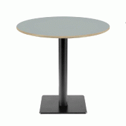 RestooTab - Table Milan T Ø70cm gris medio chants couleur bois - gris fonte TB-MIT-R70M-GR.MED-BOI