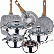 San Ignacio - Batterie de cuisine 16/16/18/20 cm en acier inoxydable avec jeu de poêles Daimiel 18/22 cm et grill 28 cm en aluminium forgé - multi-m