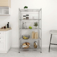 Vidaxl étagère de rangement 5 niveaux 90x35x180 cm chrome 250 kg 324623