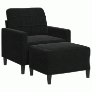 VidaXL Fauteuil avec repose-pied Noir 60 cm Velours Modèle Valence - 3278262