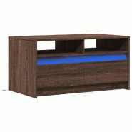 VidaXL Table basse avec lumières LED chêne marron bois d'ingénierie Modèle Quartz Horizon - 851997