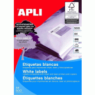 Apli 12000 étiquettes blanches multi-usage, format 70 x 37 mm (500 feuilles A4 / cdt) - 8410782017837