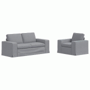 Canapé 2 pcs Gris clair 182 x 80 x 82 cm tissu Modèle Apex Horizon Élite - Matériau naturel 8721364374317