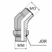Coude orientable mâle ORFS x mâle ISO 45° - OCMIS40410 - Avec joint o'ring et bague anti-extrusion