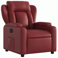 Fauteuil inclinable électrique Rouge bordeaux Similicuir Modèle Kerviora - 8721012170223