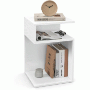 Helloshop26 - Table d'appoint en forme de S 33 x 33 x 50 cm 3 niveaux de rangement design moderne en bois blanc 20_0017163 - blanc Bois massif 3000231