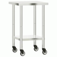 Helloshop26 - Table de travail de cuisine professionnelle avec roues 55 x 55 x 85 cm acier inoxydable 02_0045414 - 3000220667028 Helloshop26 - Table de travail de cuisine professionnelle avec roues 55 x 55 x 85 cm acier inoxydable 02_0045414 - 3000220667028