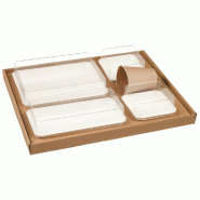 Kit plateau repas Ecokraft carton 4 assiettes Kanopée 36,6X29,5X6,5CM - par 30