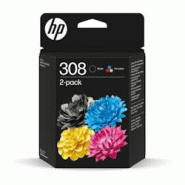 Pack De 2 Cartouches D'encre Hp 308 Authentiques Noire Et Tricolore (6l6s6ue) Pour Hp Envy 6110, 6120, 6130, 6520, 6530 - 0196786390135 Pack De 2 Cartouches D'encre Hp 308 Authentiques Noire Et Tricolore (6l6s6ue) Pour Hp Envy 6110, 6120, 6130, 6520, 6530 - 0196786390135
